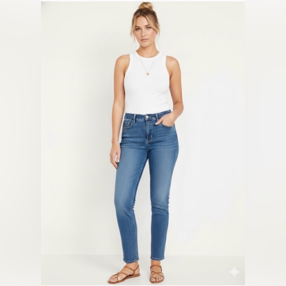 NWOT Old Navy Curvy High-Waisted OG Straight Braided Ankle Jeans - 12